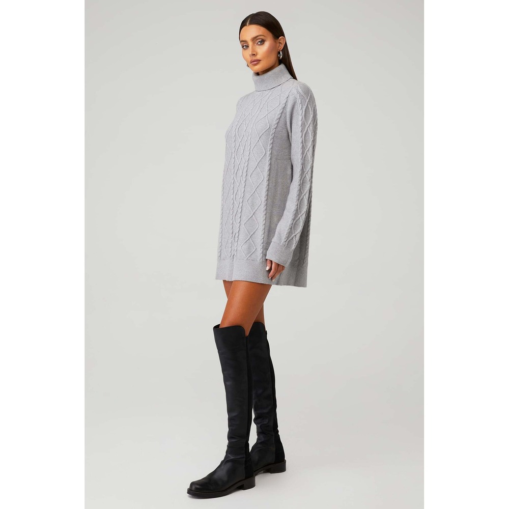 Show Me Your Mumu Montreal Mini Cable Knit Sweater Dress Tunic Grey XL NWT‎ $168